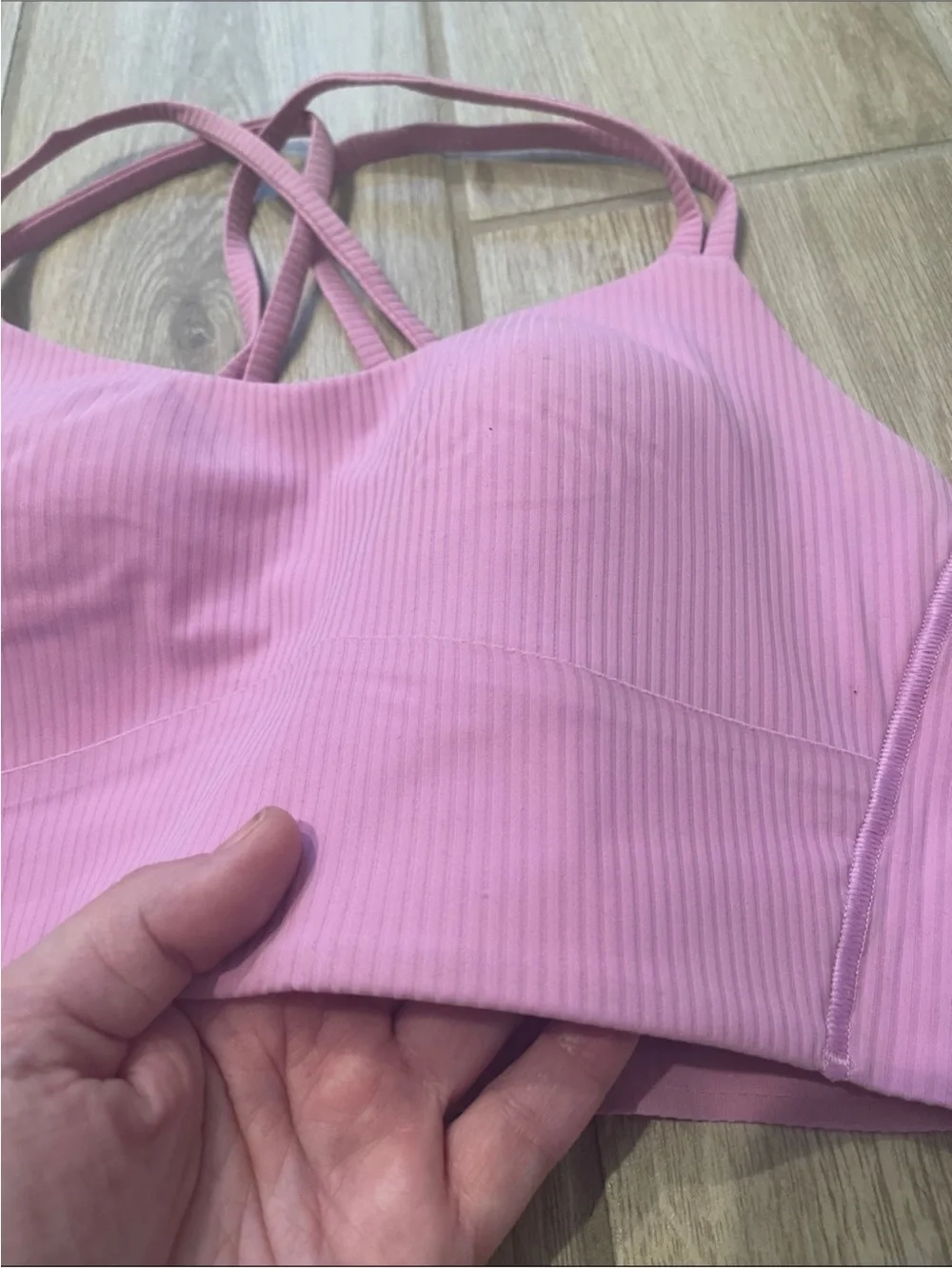 Lululemon Like A Cloud Ribbed Longline Bra Dahlia Mauve Sz 4 B/ C